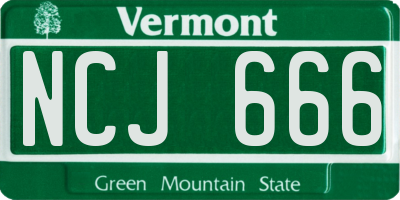VT license plate NCJ666