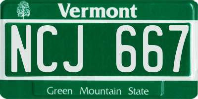 VT license plate NCJ667
