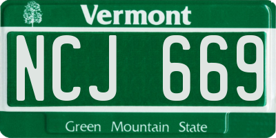 VT license plate NCJ669