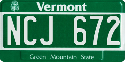 VT license plate NCJ672
