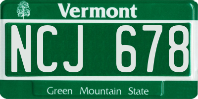 VT license plate NCJ678
