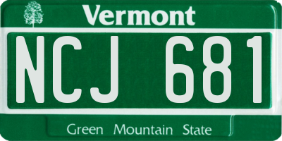 VT license plate NCJ681