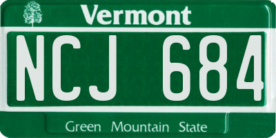 VT license plate NCJ684
