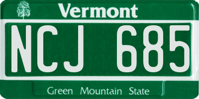VT license plate NCJ685