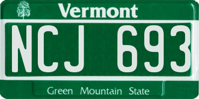 VT license plate NCJ693