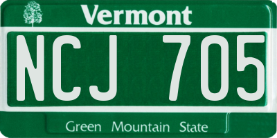VT license plate NCJ705