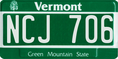 VT license plate NCJ706