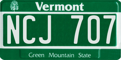 VT license plate NCJ707