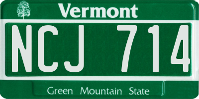 VT license plate NCJ714