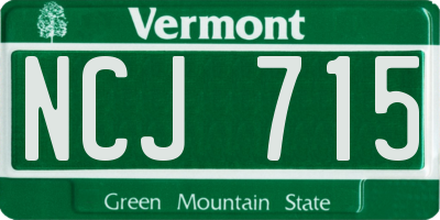 VT license plate NCJ715
