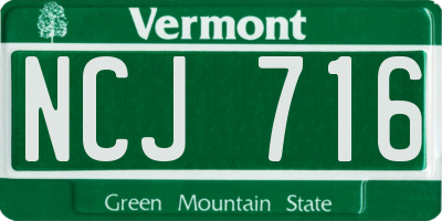 VT license plate NCJ716