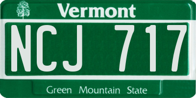 VT license plate NCJ717