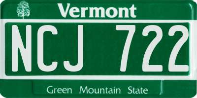 VT license plate NCJ722
