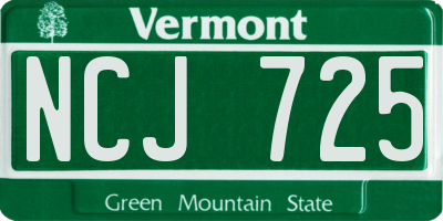 VT license plate NCJ725