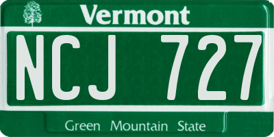 VT license plate NCJ727