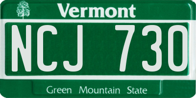 VT license plate NCJ730