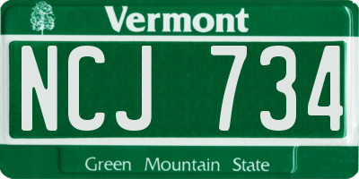 VT license plate NCJ734