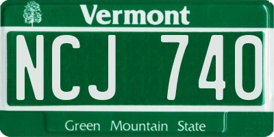 VT license plate NCJ740