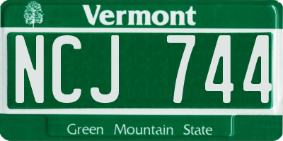 VT license plate NCJ744