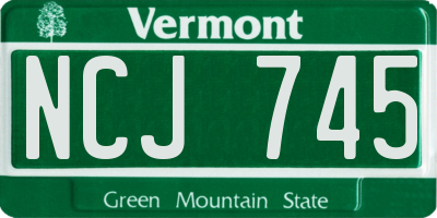 VT license plate NCJ745