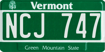 VT license plate NCJ747