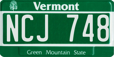 VT license plate NCJ748