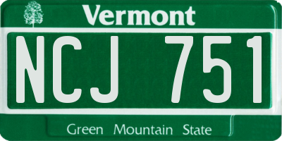 VT license plate NCJ751