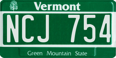 VT license plate NCJ754