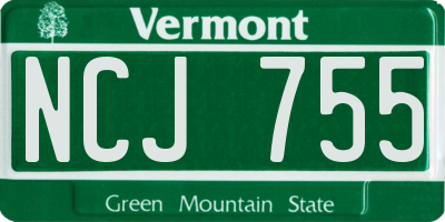 VT license plate NCJ755