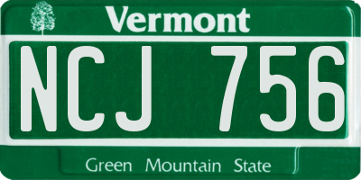 VT license plate NCJ756