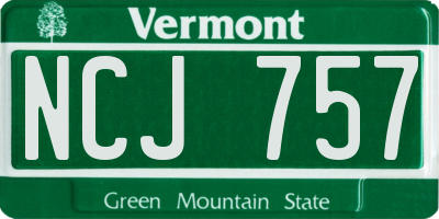 VT license plate NCJ757