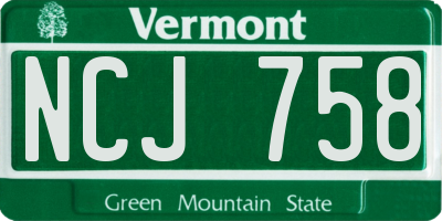 VT license plate NCJ758