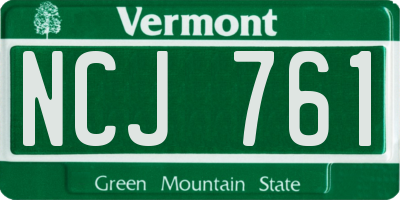 VT license plate NCJ761