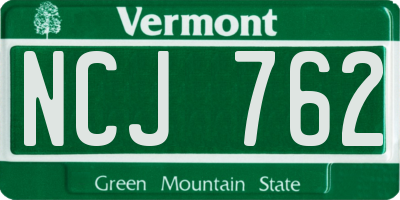 VT license plate NCJ762