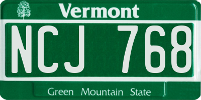 VT license plate NCJ768