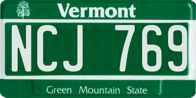 VT license plate NCJ769