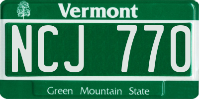 VT license plate NCJ770