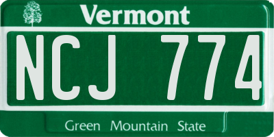 VT license plate NCJ774