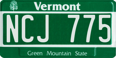 VT license plate NCJ775