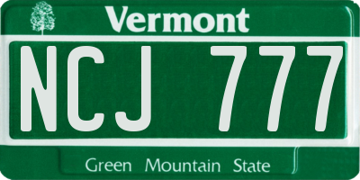 VT license plate NCJ777