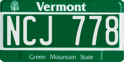 VT license plate NCJ778