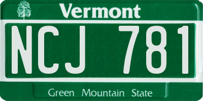 VT license plate NCJ781