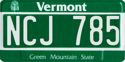 VT license plate NCJ785