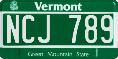 VT license plate NCJ789