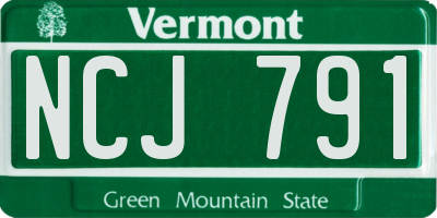 VT license plate NCJ791