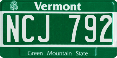 VT license plate NCJ792