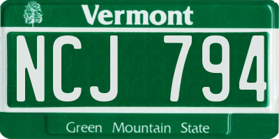 VT license plate NCJ794