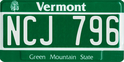 VT license plate NCJ796