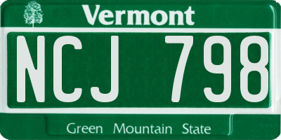VT license plate NCJ798