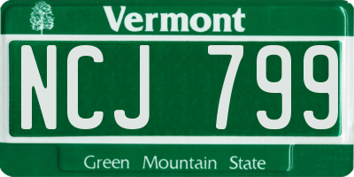 VT license plate NCJ799